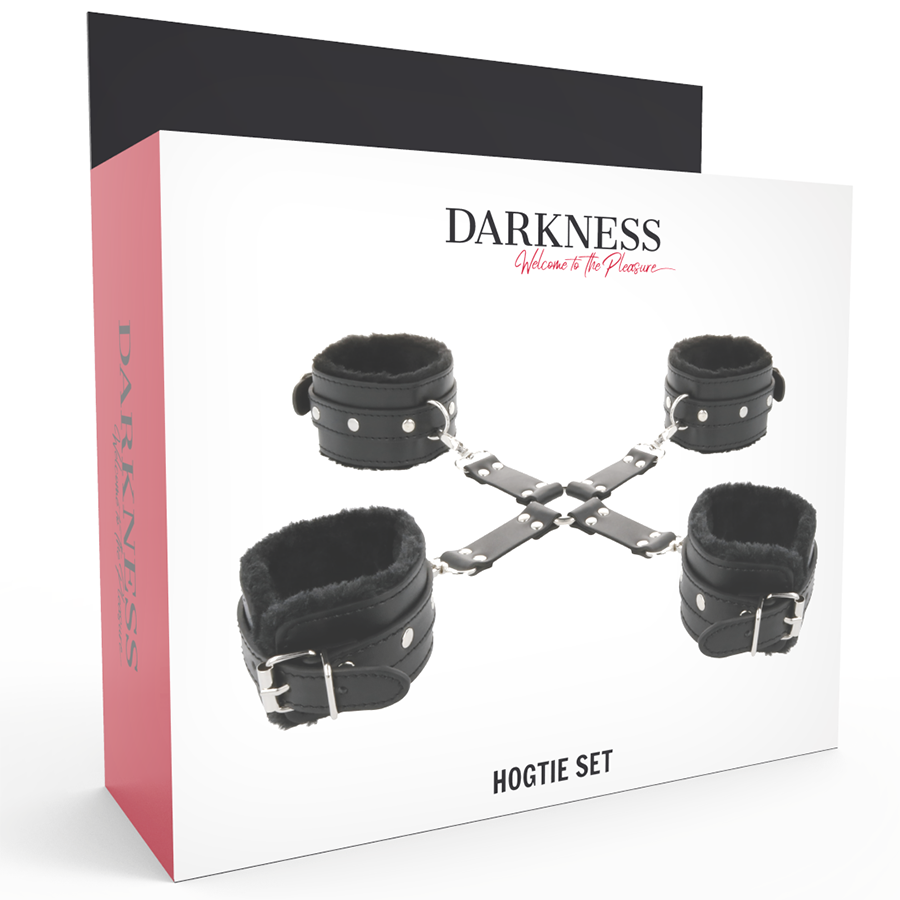 DARKNESS - MENOTTES EN CUIR POUR PIEDS ET MAINS NOIR - 7eme ciel