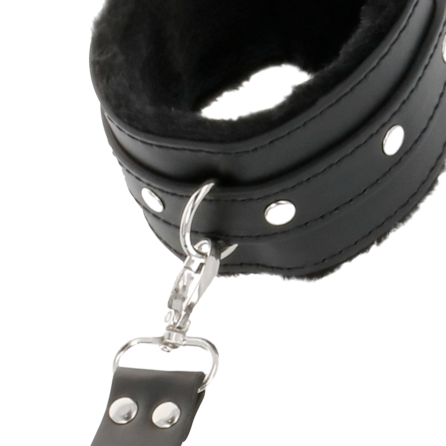 DARKNESS - MENOTTES EN CUIR POUR PIEDS ET MAINS NOIR - 7eme ciel