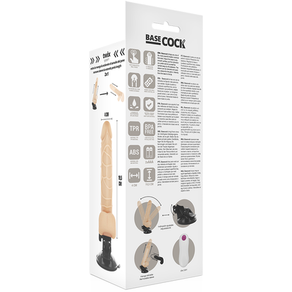 BASECOCK - VIBRATEUR RÉALISTE TÉLÉCOMMANDE NATUREL AVEC TESTICULES19.5 CM -O- 4 CM - 7eme ciel