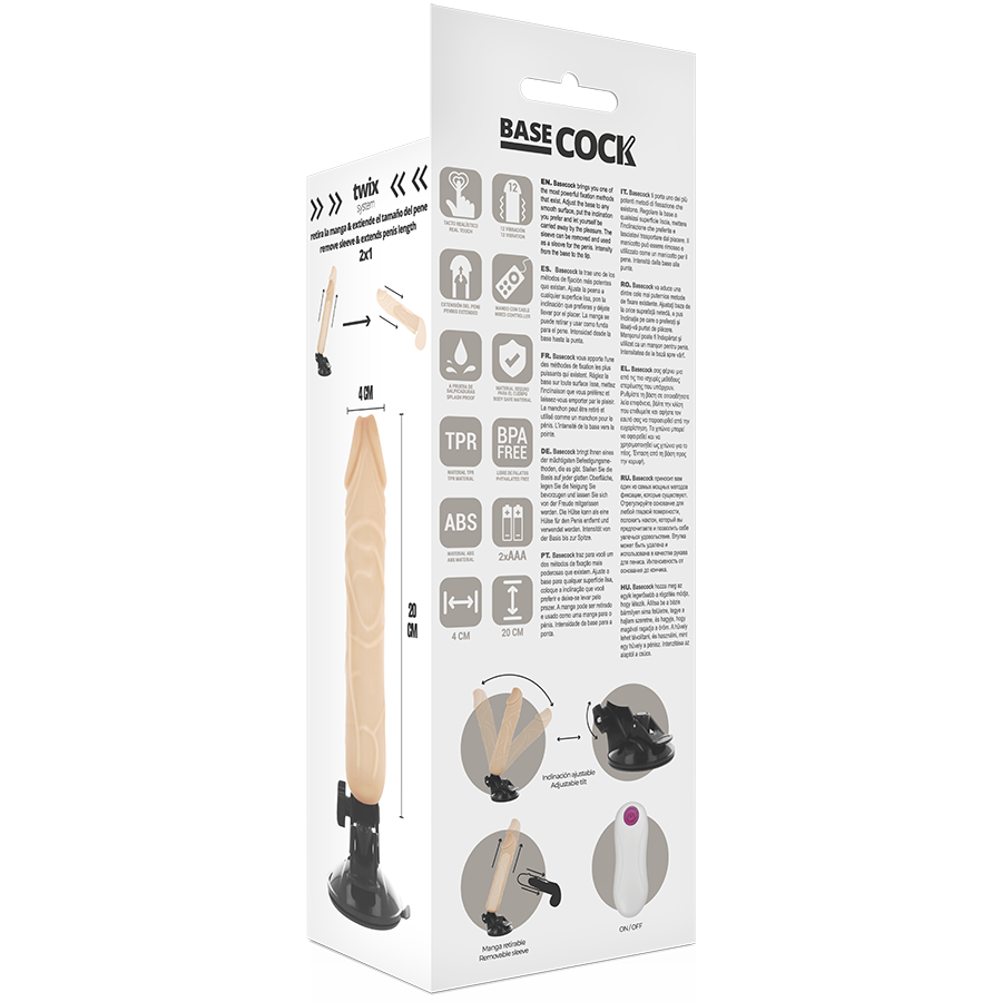 BASECOCK - VIBRATEUR RÉALISTE TÉLÉCOMMANDE NATUREL 20 CM -O- 4 CM - 7eme ciel