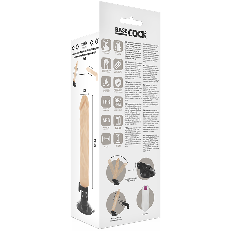 BASECOCK - VIBRATEUR RÉALISTE TÉLÉCOMMANDE NATUREL 21 CM -O- 4 CM - 7eme ciel