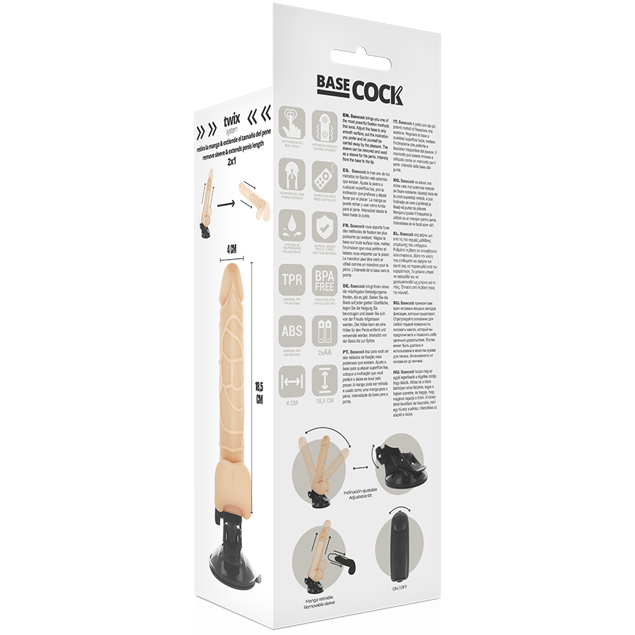 BASECOCK - VIBRATEUR TÉLÉCOMMANDE NATUREL RÉALISTE 18.5 CM -O- 4CM - 7eme ciel