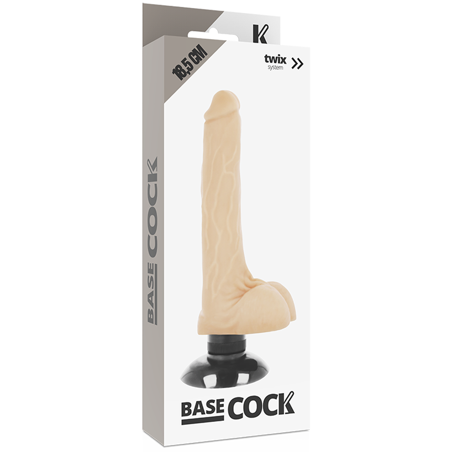 BASECOCK - VIBRATEUR RÉALISTE 2-1 NATUREL 18.5 CM -O- 4 CM - 7eme ciel