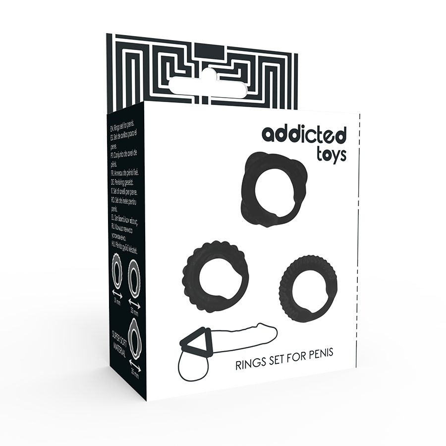 ADDICTED TOYS - ENSEMBLE C-RING NOIR - 7eme ciel
