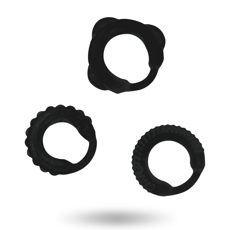 ADDICTED TOYS - ENSEMBLE C-RING NOIR - 7eme ciel