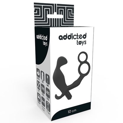 ADDICTED TOYS - PLUG ANAL AVEC DOUBLE ANNEAU PÉNIS ET TESTICULES NOIR - 7eme ciel