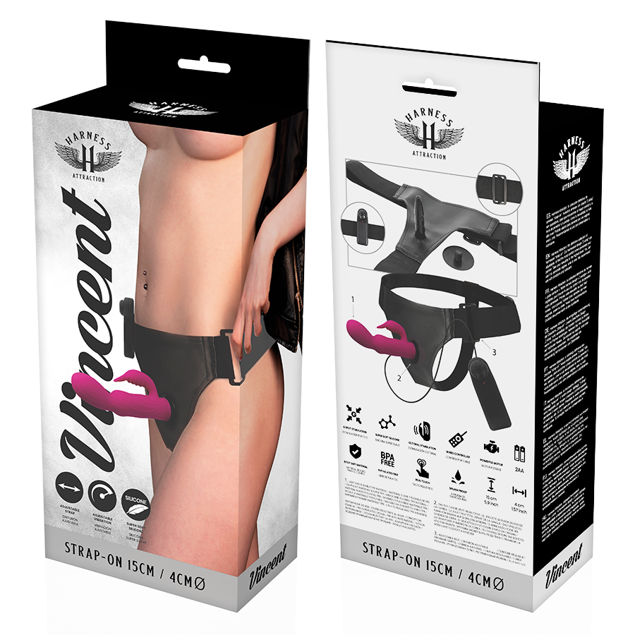 HARNESS ATTRACTION - RNES VIBRATEUR LAPIN VINCENT 15 CM -O- 4 CM - 7eme ciel