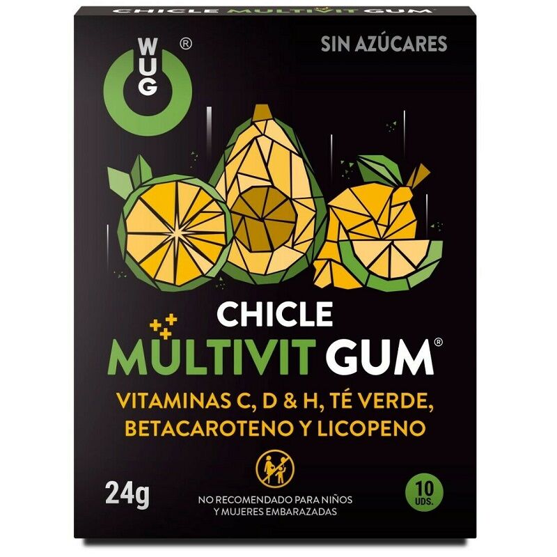WUG GUM - MULTIVIT VITAMIN C, H, D, BETA-CAROTENE, LYCOPENE AND GREEN TEA 10 UNITS - 7eme ciel