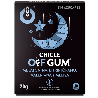 WUG GUM - OFF VALERIAN, TRYPTOPHAN, LEMON BALM AND MELATONIN 10 UNITS - 7eme ciel