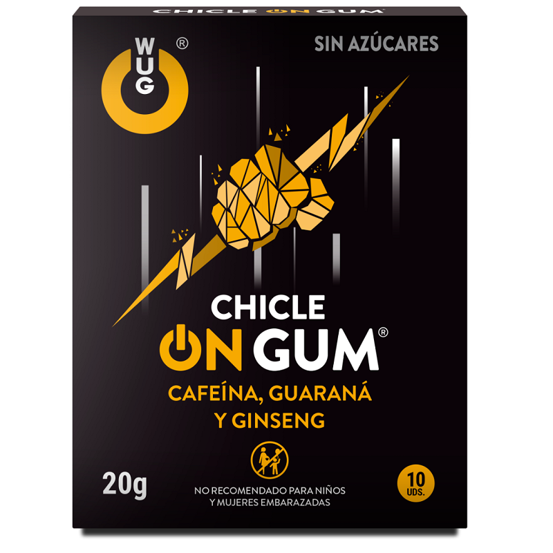 WUG GUM - ON CAFFEINE, GINSENG AND GUARANA GUM 10 UNITS - 7eme ciel