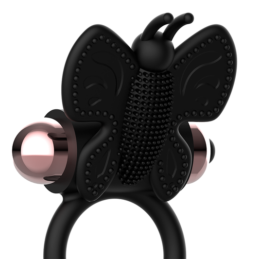 COQUETTE CHIC DESIRE - COCKRING PAPILLON AVEC VIBRATEUR NOIR/ OR - 7eme ciel