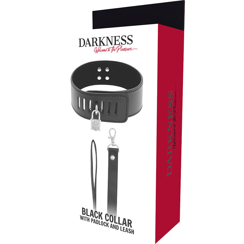 DARKNESS - COLLIER BDSM AVEC SERRURE NOIRE - 7eme ciel