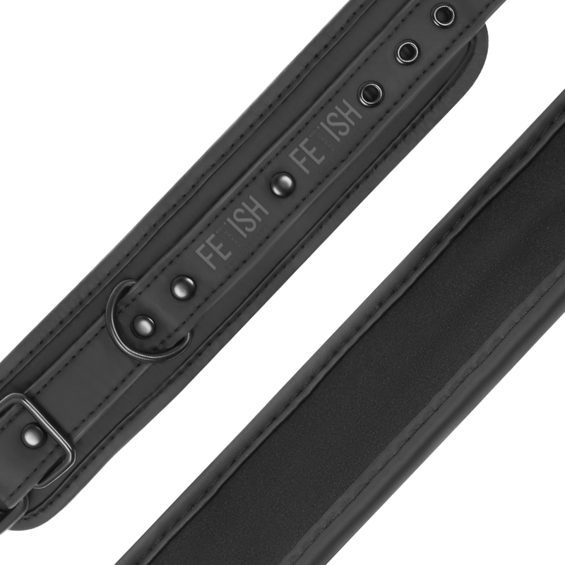 FETISH SUBMISSIVE - COLLIER ET MENOTTES EN CUIR VÉGAN AVEC DOUBLURE EN NOPRÈNE - 7eme ciel