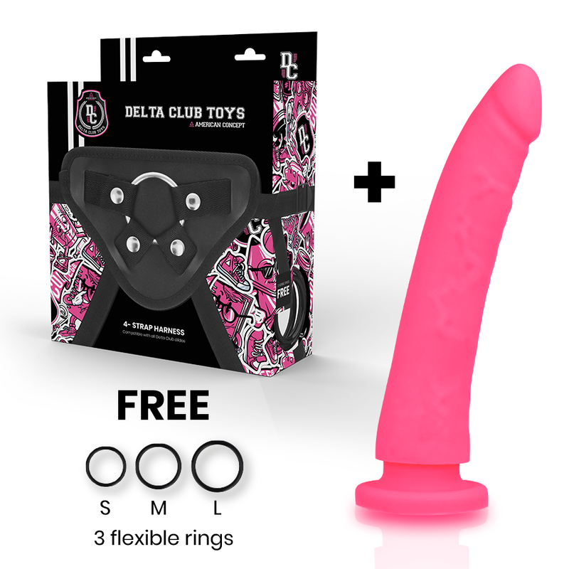 DELTA CLUB - TOYS HARNAIS + DONG SILICONE ROSE 20 CM -O- 4 CM - 7eme ciel