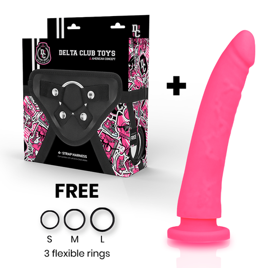 DELTA CLUB - TOYS HARNAIS + DONG SILICONE ROSE 20 CM -O- 4 CM - 7eme ciel