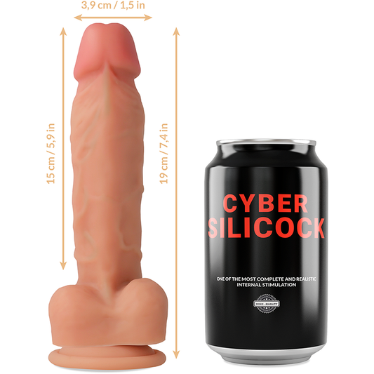 CYBER SILICOCK - STRAP-ON LIQUIDE SILICONE OLIVER AVEC 3 ANNEAUX GRATUITS 19 CM -O- 3.9 CM - 7eme ciel