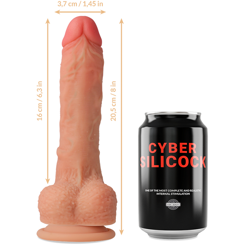CYBER SILICOCK - STRAP-ON CONNOR SILICONE LIQUIDE AVEC 3 ANNEAUX GRATUITS 20.5 CM -O- 3.7 CM - 7eme ciel