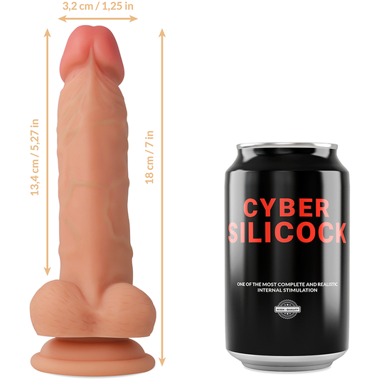 CYBER SILICOCK - STRAP-ON JUDE SILICONE LIQUIDE AVEC 3 ANNEAUX GRATUITS 18 CM -O- 3.2 CM - 7eme ciel