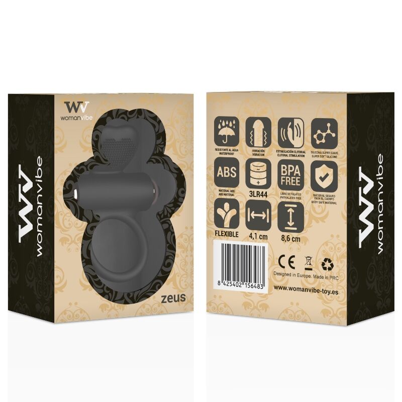 WOMANVIBE - ANNEAU VIBRATEUR EN SILICONE VIBE ZEUS - 7eme ciel