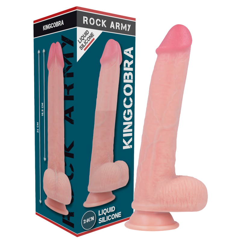 ROCKARMY - ARN S + GODE EN SILICONE LIQUIDE PREMIUM KINGCOBRA 24 CM -O- 4.77 CM - 7eme ciel