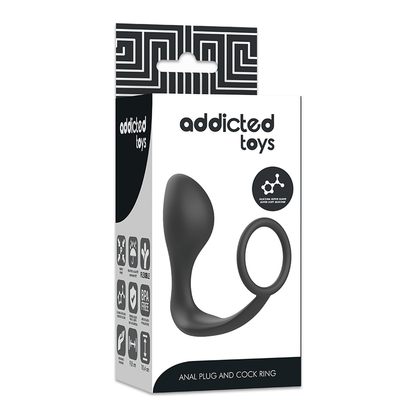 ADDICTED TOYS - PLUG ANAL AVEC ANNEAU EN SILICONE NOIR - 7eme ciel