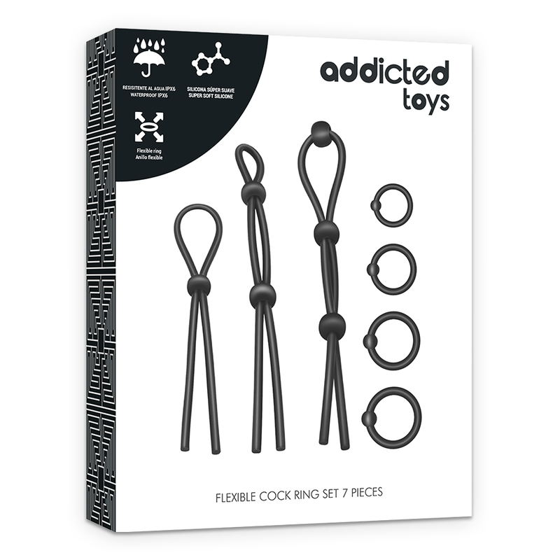 ADDICTED TOYS - ENSEMBLE DANNEAU PÉNIAL FLEXIBLE EN SILICONE 7 PIÈCES - 7eme ciel