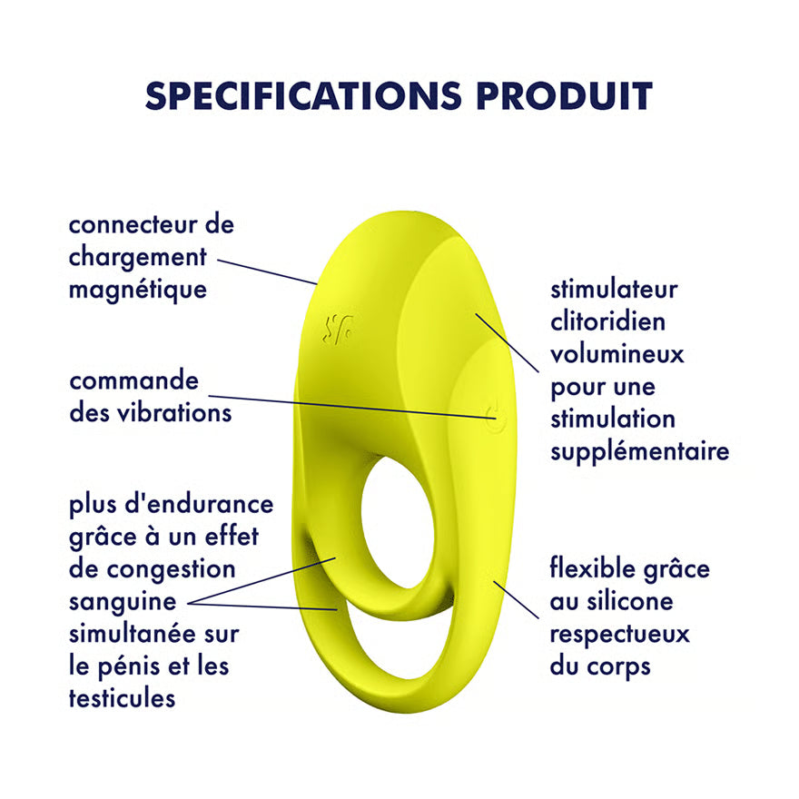 SATISFYER - VIBRATEUR  ANNEAU SPECTACULAIRE DUO JAUNE