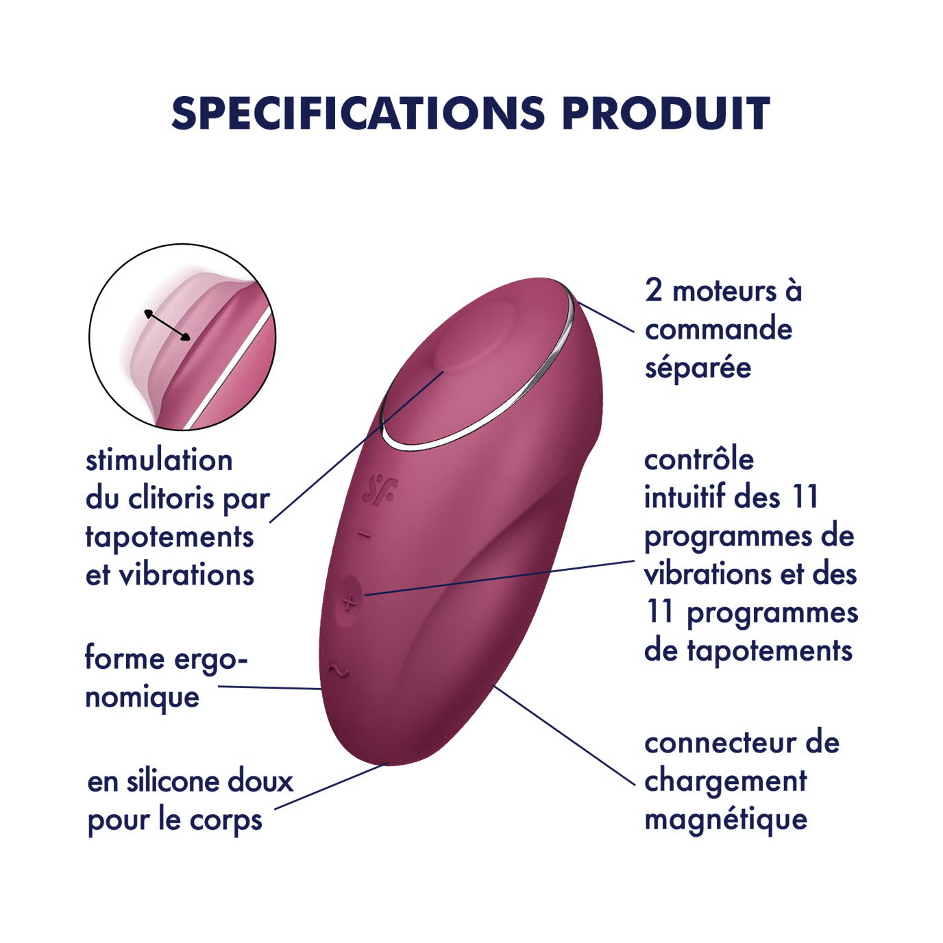 Tap & CLIMAX 1 SATISFYER - TAPVIBRATEUR LAY-ON ROUGE - 7eme ciel