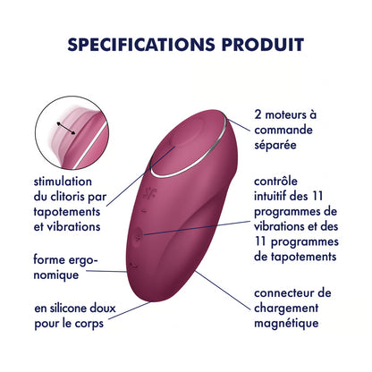 Tap & CLIMAX 1 SATISFYER - TAPVIBRATEUR LAY-ON ROUGE - 7eme ciel