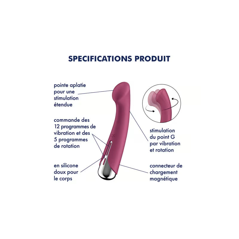 SATISFYER - SPINNING G-SPORT 1 VIBRATEUR ROTATOR ROUGE - 7eme ciel