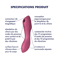 SATISFYER - STIMULATEUR ET VIBRATEUR CURVY TRINITY 3 ROUGE