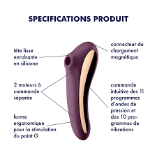 SATISFYER - VIBRATEUR DUAL KISS AIR PULSE VIN ROUGE