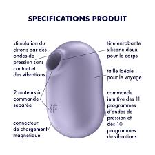 SATISFYER - STIMULATEUR ET VIBRATEUR DOUBLE AIR PULSE PRO TO GO 2 VIOLET - 7eme ciel